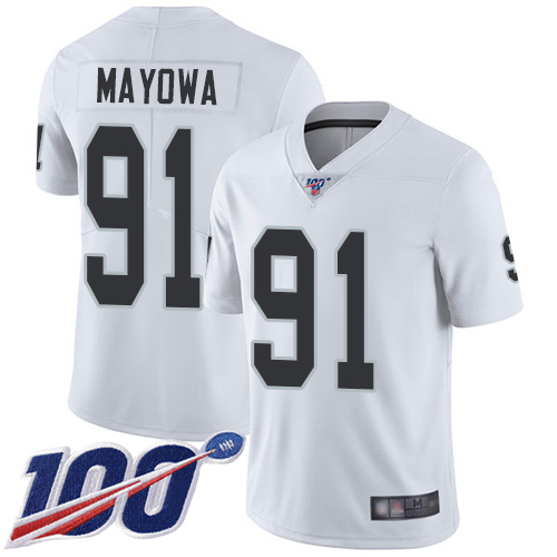 Men Oakland Raiders Limited White Benson Mayowa Road Jersey NFL Football #91 100th Season Vapor Jersey->oakland raiders->NFL Jersey